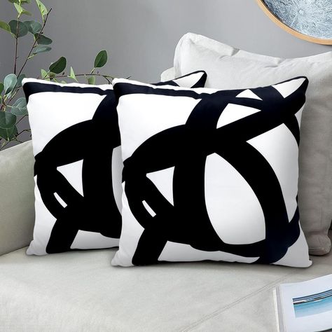 Black And White Living Room Decor, Boho Pillow Covers, Black Couches, Black And White Living Room, Black And White Pillows, Custom Pillow Covers, Black Pillows, Black And White Decor, Sofa Couch Bed