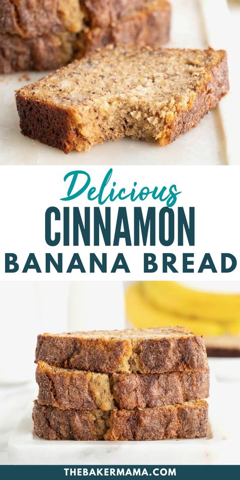 Try this amazing cinnamon banana bread recipe. Take our classic banana bread and add a crunchy and delicious cinnamon and sugar crust. A cinnamon sugar coating on the pan and a sprinkle on top give it a sweet, crackly finish. The inside is soft, sweet and just bursting with fresh banana flavor. It’s a must-try! Try this easy banana bread recipe today! Easy Yummy Banana Bread, Bannan Bread Recipe Easy, Things To Make With Old Bananas, Snickerdoodle Banana Bread, Spiced Banana Bread Recipe, King Arthur Banana Bread Recipe, Easy Healthy Banana Recipes, Banana Bread Recipe No Brown Sugar, Easy Banana Bread Recipe Healthy