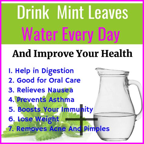 Drinking mint water daily is beneficial for your health. It offers benefits like help in digestion, prevents Asthma, detoxes your body and many more.  The mint leaves protect your body against various diseases.    You can drink mint infused water at any time during the day, and recipe to prepare this natural drink is very easy.   #mintbenefits #mintwater #health #homeremediesbyjd #healthdrink  #naturaldrink #weightlossdrink #mintleaves Benefits Of Mint Leaves In Water, Mint Water Benefits, Mint Leaves Benefits, Mint Infused Water, How To Relieve Nausea, Mint Water, Natural Drinks, Alkaline Foods, Remove Acne