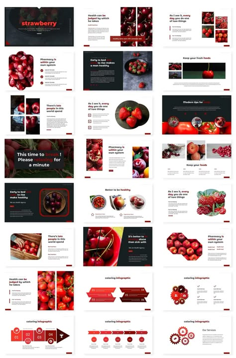 Slide Show Design, Templates Background, Powerpoint Slide Templates, 잡지 레이아웃, Presentation Slides Design, Google Slides Templates, Strawberry Delight, Presentation Design Layout, Slides Design