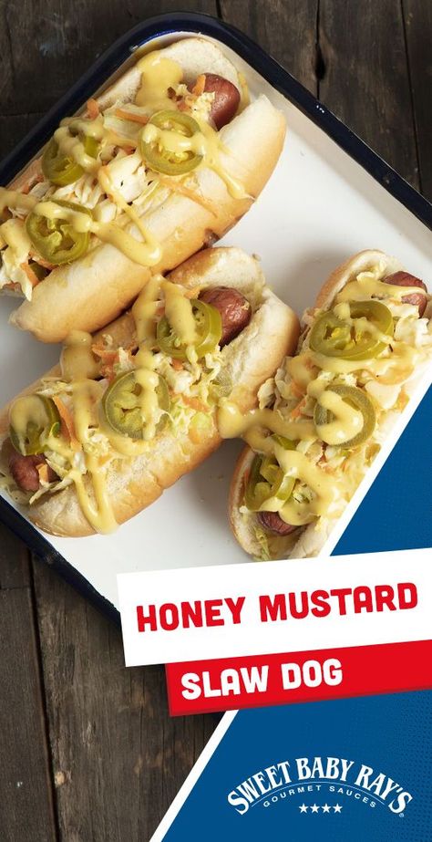 Slaw Dogs Recipes, Honey Mustard Slaw, Hotdogs Recipes, Mustard Slaw, Slaw Dog, Hot Dog Chili Sauce, Hot Dog Sauce, Grilling Hot Dogs, Hot Dogs Recipes