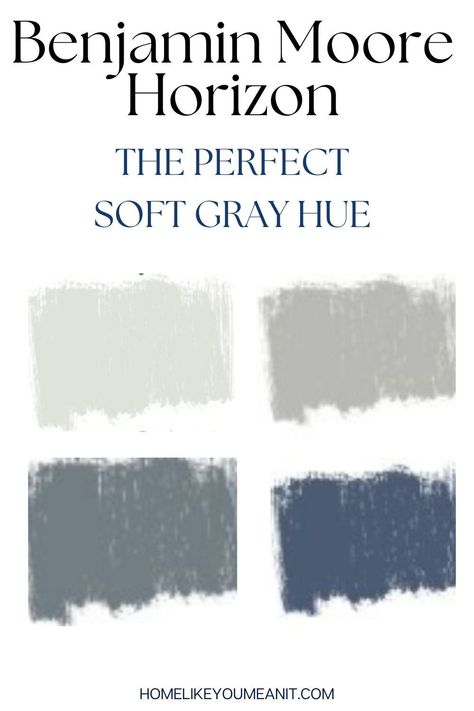 A soft neutral hue, Horizon by Benjamin Moore is a very light gray is a popular choice for bathrooms and bedrooms.
Thinking about using Horizon in your next project? Here’s my full color review. Benjamin Moore Horizon Gray, Horizon Benjamin Moore, Benjamin Moore Horizon, Light Blue Grey Paint, Blue Gray Paint, The Undertones, Modern Room Decor, Off White Paints, Beige Tile