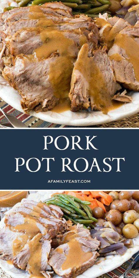 This old fashioned Pork Pot Roast is just as delicious as the recipe your grandma used to make! Pork Pot Roast, Pork Pot, Pot Roast Crock Pot Recipes, Recipes Pork, Pork Roast Recipes, Crockpot Roast, Pork Ham, Pot Roast Recipes, Family Feast