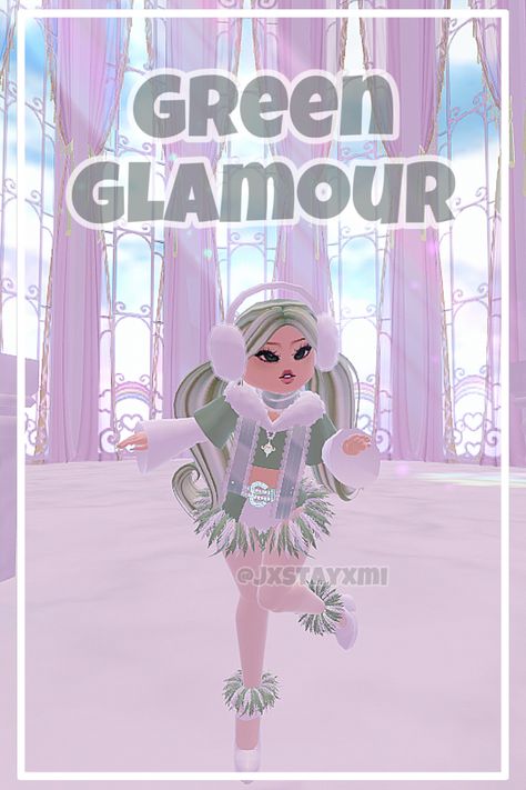 Green Glamour Royale High, Glow Outfits, Royal High Outfits Ideas Cheap, Glamour Outfit, High Hair, Royal Outfits, Roblox Pictures, Club Design, Green