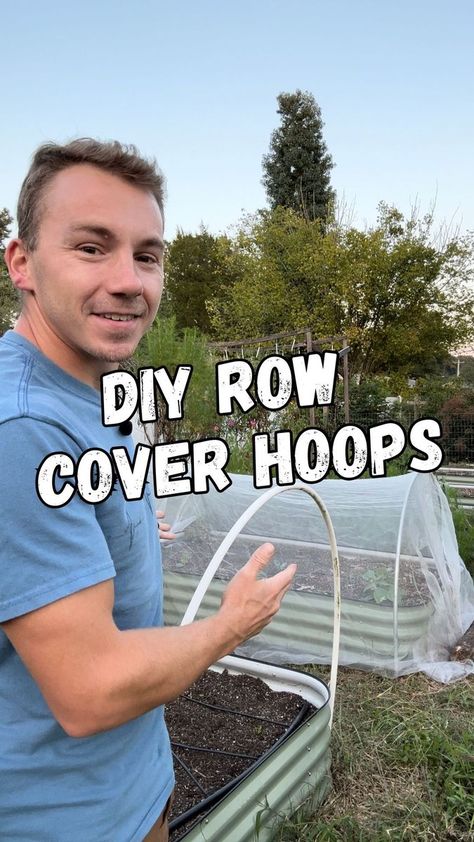 ⬇️ Read for More Info On Row Cover Garden Hoops Easy DIY Garden Row Cover Hoops: 🔨Creating hoops for your Garden beds is probably one of the simplest and most effective investments you can make for your garden. 🪴Both the conduit and PVC options are easy to create. However, to utilize the EMT conduit you will need a way to bend it to match the width of your bed. You can find pipe benders for sale or you can make a jig like I did to perfectly match the width of your garden beds. 🐛I leave my hoo Cover For Raised Garden Bed, Pvc Garden Cover, Bed Screen, Earth Nails, Mini Green House, Planter Cover, The Conduit, Metal Raised Garden Beds, Row Covers