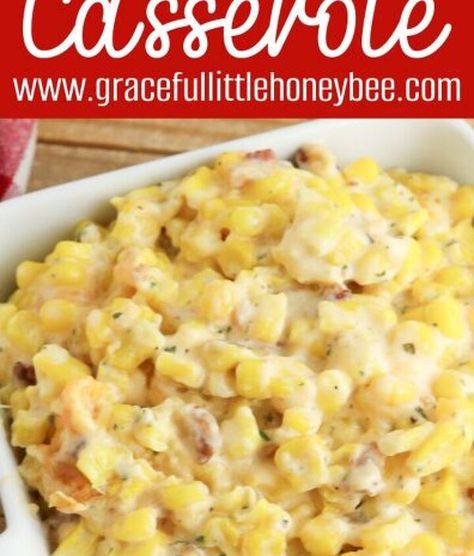 This Crack Corn Casserole is made with cream cheese, ranch seasoning and bacon, then baked in the oven until bubbly and warm. It makes a creamy and delicious side dish that everyone is sure to love. Crack Corn CasseroleI love one dish recipes like this Crack Corn Casserole. It’s filled with the comforting flavors of cream cheese, bacon and ranch, then baked in the oven to warm and creamy perfection.This dish is easy to whip up and is great for feeding a crowd.If you wanted to make th… Cheesy Corn Casserole Recipe, One Dish Recipes, Cheesy Corn Casserole, Cream Corn Casserole, Corn Side Dish, Cheesy Corn, Corn Casserole Recipe, Corn Dishes, Pasta Side Dishes