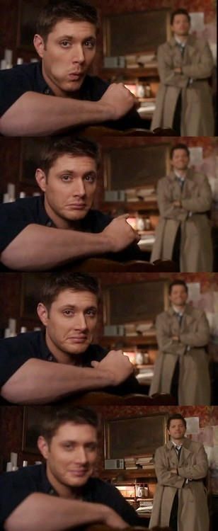 SO inappropriate but absolutely hilarious! #Supernatural Funny Misha Collins, Misha Collins Cute, Misha Collins And Jensen Ackles, Young Misha Collins, Jensen Ackles Funny, Jensen Ackles And Misha Collins, Destiel Fanfiction, Angel With A Shotgun, Film Memes