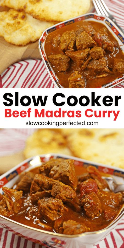 Beef Madras, Slow Cooker Curry Recipes, Slow Cooker Beef Curry, Beef Curry Recipe, Slow Cooker Curry, Slow Cooker Beef Stroganoff, Madras Curry, Chicken Crockpot, Curry Dishes