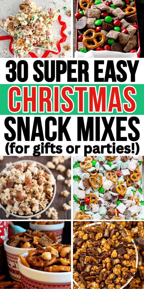 Easy Christmas snack mix recipes for holiday snacks and gift ideas! These fun Christmas chex mix recipes include sweet and salty party mixes, white trash dessert recipes, and sweet puppy chow or savory Christmas snacks for a crowd. No bake christmas snack mix recipes, xmas chex mix christmas recipes, christmas party food, holiday snack mix ideas christmas, edible holiday food gift ideas, christmas snack mix recipes gift ideas, christmas trail mix, chex party mix for kids, no bake holiday ... Land Of Lakes Recipes, Savory Christmas Gift Ideas, Christmas Chex Mix Recipes Holidays Powdered Sugar, Dessert Trail Mix Recipes, Salty Sweet Christmas Snacks, Fun Chex Mix Recipes, Xmas Chex Mix Christmas Recipes, Christmas Popcorn Snack Mix Recipes, Snack Mix Recipes Christmas