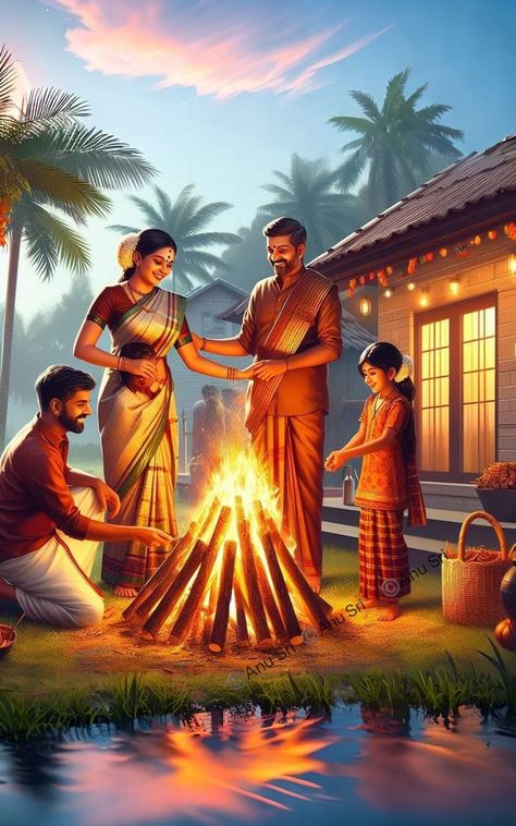 Pongal Photos, Pongal Festival Images, Calendar Illustrations, Sankranthi Festival, Van Gogh Drawings, Pongal Celebration, Story Pictures, Composition Painting, Happy Pongal