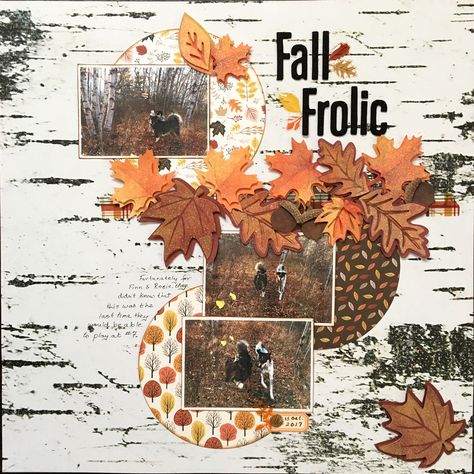 Fall Frolic - Scrapbook.com Fall Leaves Scrapbook Layouts, Fall Wedding Scrapbook Layouts, Autumn Scrapbook Ideas, Fall Scrapbook Ideas, Autumn Scrapbook Layouts, Fall Layout, Autumn Scrapbook, Scrapbooking Retreats, Fall Scrapbook Layouts