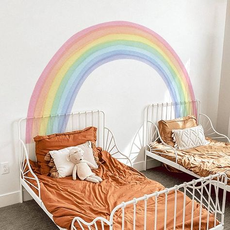 Amazon.com: funlife Fabric Large Rainbow Wall Mural Stickers Peel and Stick, Precut Giant Vibrant Half Watercolor Rainbow Wall Decals for Girls Bedroom Kids Nursery Room Playroom, 78.74" x 70.87" : Baby Rainbow Wall Bedroom, Watercolor Rainbow Wall, Mural Stickers, Rainbow Wall Mural, Rainbow Decal, Living Room Playroom, Rainbow Wall Decal, Kids Room Wall Decor, Watercolor Rainbow