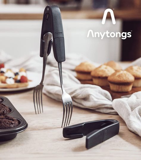 Amazon.com: Anytongs - As seen on SHARK TANK - Turn eating utensils into versatile tongs (2-Pack, Black): Home & Kitchen Shark Tank Products, Kitchen Tongs, Splatter Guard, Innovative Kitchen, Eating Utensils, Serving Tongs, Tongs Kitchen, Black Home, Forks And Spoons