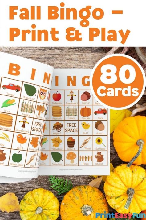 Looking for printable fall bingo cards for large group - you’re in luck! Get 120 printable bingo cards now - a perfect game for any party for kids or ice breaker for adults or office parties. With words and pictures and instructions for how to play, these bingo cards you’ll find the perfect games & ideas for fall! Ice Breaker For Adults, Fall Bingo, Printable Bingo Cards, October Birth Flowers, November Birth Flower, Rainy Day Fun, Bingo Cards Printable, Harvest Party, Bingo Card