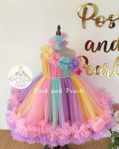 Rainbow gown 🥰😍 Rainbow Frocks For Kids, Rainbow Gown, Frocks For Kids, Fancy Top, Dress Models, Hand Beaded Embroidery, Fancy Tops, Kids Designer Dresses