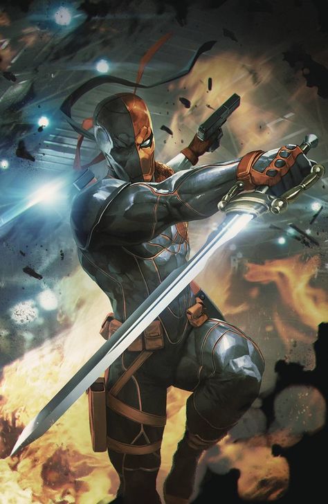 Deathstroke vol 4 #46 | Textless variant cover by Skan Deathstroke Comics, Deathstroke Cosplay, Dc Deathstroke, Art Dc Comics, Deathstroke The Terminator, Dc Comics Logo, Dc Comics Funny, Dc Comics Wallpaper, Comic Villains