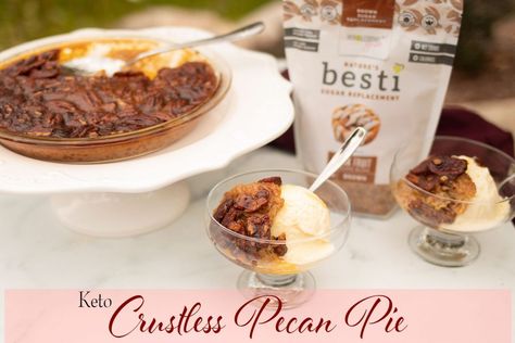 Crustless Pecan PieCrustless Pecan Pie Crustless Pecan Pie Recipe, Crustless Pecan Pie, Keto Pecan Pie Recipe, Crustless Pie, Low Carb Pecan Pie, Sugar Free Pecan Pie, Dairy Free Deserts, Keto Pie, Maria Mind Body Health