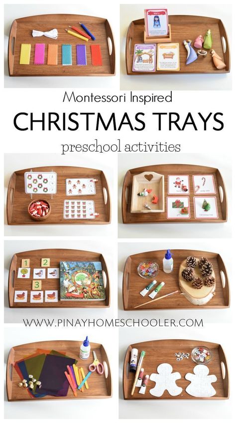 Painting Pinecones, Montessori Christmas, Christmas Trays, Montessori Trays, Montessori Activities Preschool, Montessori Lessons, Montessori Art, Inspired Painting, Montessori Toddler Activities