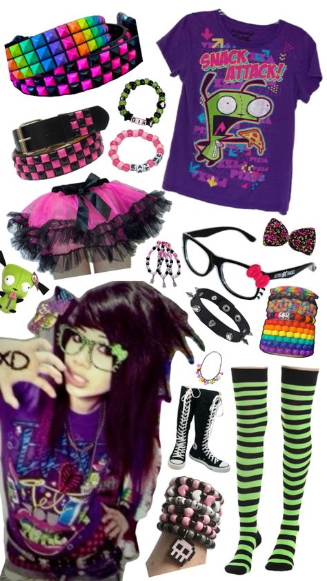 Scene Outfit Inspo 2000s, Scene Clothing Ideas, Scene Outfits For School, Scene Fashion Aesthetic, Easy Scene Outfits, Scene Girls Outfits, Scene Astethic, Scene Outfits Ideas, How To Dress Scene