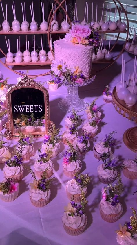 Quince Treats Table, Fruit Table Quinceanera, Lavender Quince Dessert Table, Enchanted Dessert Table, Quinceanera Treat Table, Quince Desert Table, Quince Treat Table, Quinceanera Dessert Table Ideas, Quince Dessert Table