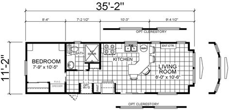 12x36 tiny house floor plan | We both wanted a big kitchen & the bathroom to be in-front of the ... 12x36 Tiny House Floor Plans, Backyard Design Plans, Small House Model, Door Headboards, Shed Floor Plans, Plan Garage, Mobile Home Floor Plans, House Models, Shed House Plans