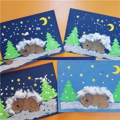 Hibernation Preschool Crafts, Hibernation Crafts, Winter Animal Crafts, Winter Crafts Preschool, Snow Animals, January Crafts, Winter Art Projects, Winter Kindergarten, Christmas Arts And Crafts