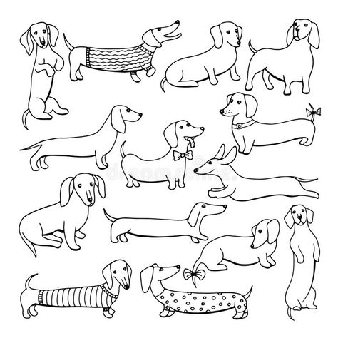 Arte Dachshund, Dachshund Drawing, Tatoo Dog, Dachshund Illustration, Dachshund Tattoo, A Line Drawing, Dachshund Art, 강아지 그림, Weenie Dogs