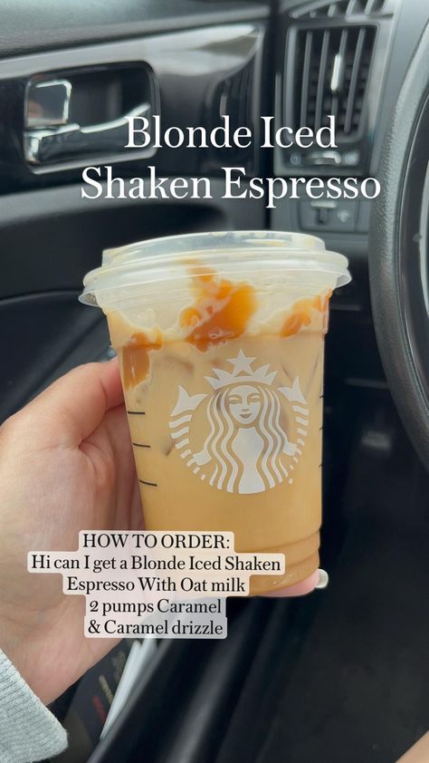 STARBUCKS ICED CARAMEL COFFEE | BLONDE SHAKEN ESPRESSO Ice Coffee Starbucks Order, Healthy Ice Coffee, Coffee Starbucks Order, Ice Coffee Starbucks, Starbs Drinks, Low Carb Coffee, Low Calorie Starbucks Drinks, Low Carb Starbucks Drinks, Starbies Drinks