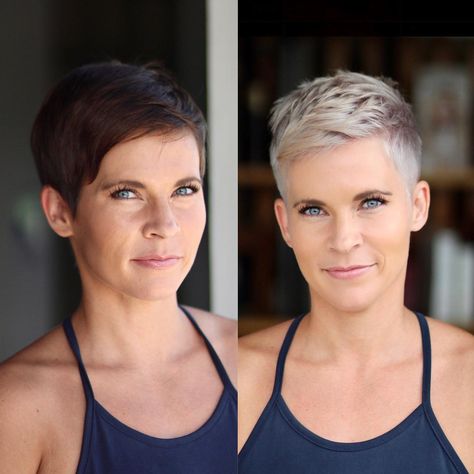 Super Short Pixie Cuts, Shaved Pixie Cut, Edgy Pixie Hairstyles, Very Short Pixie Cuts, Super Short Pixie, Shaved Pixie, Short Blonde Pixie, Gray Hair Pixie Cuts, Thick Hair Cuts