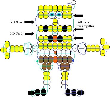 spongebob and many other pony bead patterns Crafts For All Ages, Pony Bead Animals, Cross Stitch Knitting, Pony Bead Projects, Pony Bead Crafts, Beading For Kids, Seed Bead Crafts, Crafts Crochet, Pony Bead Patterns