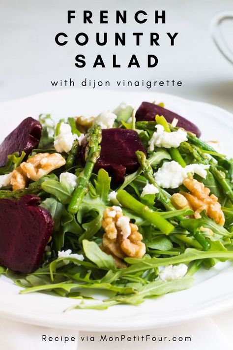 French Salad Recipes, Country Salad, Lemon Dijon Vinaigrette, French Dinner Parties, Dijon Vinaigrette, Salad With Lemon, Resep Salad, Vinaigrette Recipe, Vinaigrette Recipes