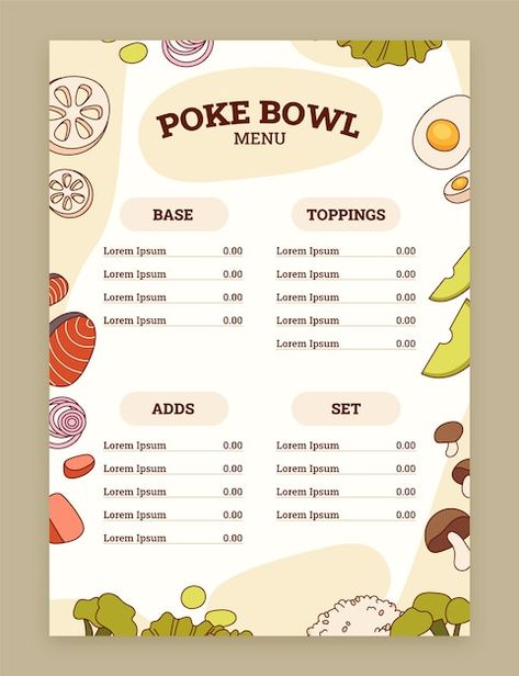 Poke Bowl Menu, Bowl Logo, Chinese Food Restaurant, Quinoa Chili, Food Logo Design, Restaurant Logo Design, Pickling Cucumbers, Poke Bowl, Vintage Bowls