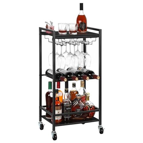 Beverage Cart, Microwave Cart, Bar Serving Cart, Mobile Kitchen, Drink Cart, Serving Cart, Kitchen Shelf, Glass Holder, Home Bar