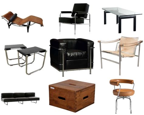 Le Corbusier Furniture - Comprehensive Guide (LC1 - LC19) - The Shelfist. Le Corbusier Interior, Corbusier Interior, Le Corbusier Furniture, Corbusier Furniture, Le Corbusier Designs, Iconic Chairs, Studio Furniture, Charlotte Perriand, Armchair Design