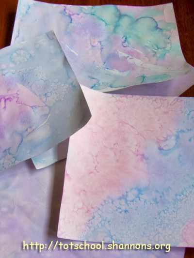 Salted Water Color Paintings « Shannon's Tot School Salt Watercolor, January Activities, Salt Painting, Tree House Kids, Tot School, Kids Artwork, Autumn Painting, Kid Crafts, Water Painting