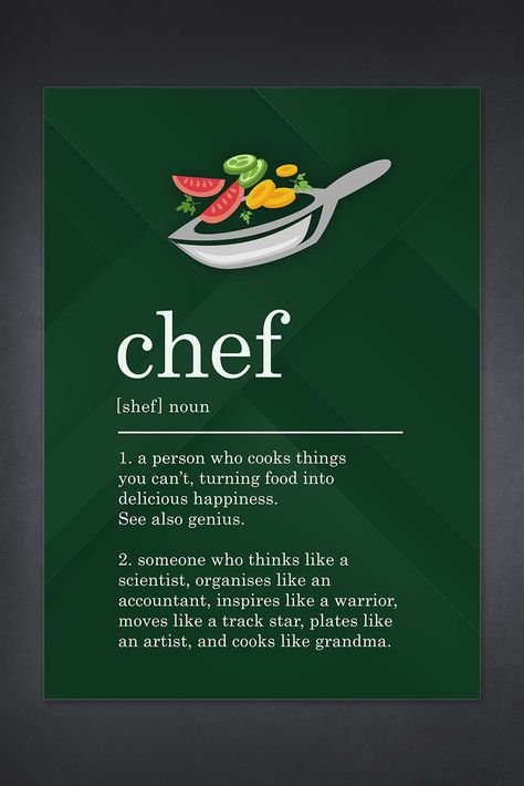 Funny Chef Definition Poster Sign Happy Chef Day Quotes, Vegetarian Poster, Chef Pictures, Food Meme, Chef Quotes, Job Poster, Chef Humor, Cooking Quotes, Definition Poster