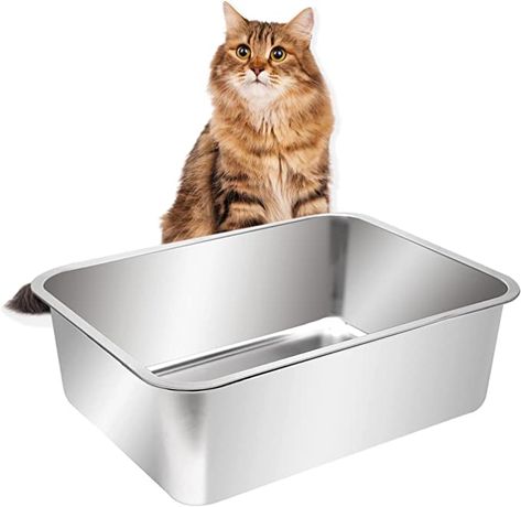 Best Litter Box, Kitty Litter, Stainless Steel Pans, Litter Tray, Cat Box, Cat Room, Large Cats, Cat Litter Box, Cat Pet Supplies