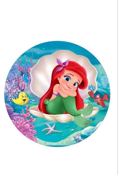 Ariel Bebe, Ariel Baby, Ariel Birthday Party, Baby Disney Characters, Cinderella Theme, Silhouette Cake Topper, Mermaid Birthday Party Decorations, Mermaid Theme Birthday Party, Frozen Birthday Invitations