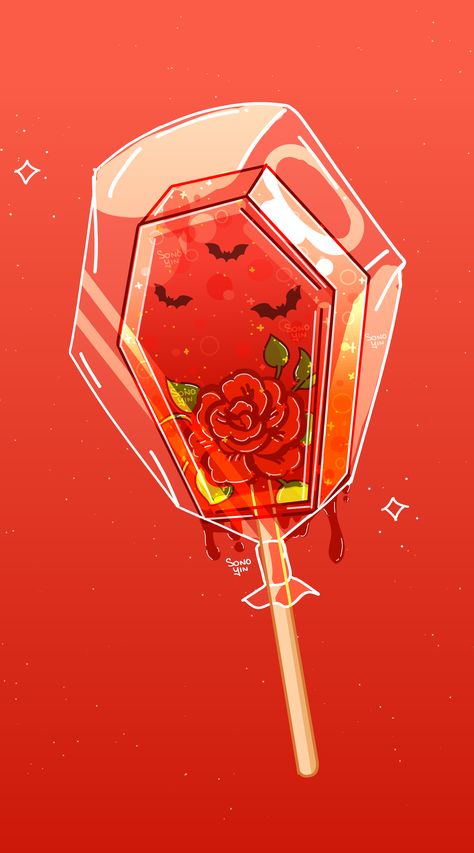 Candy Apple Drawing, Lollipop Roses, Simple Food Art, Spooky Fruit, Rose Lollipop, October Stickers, Drink Drawing, Aesthetic Spooky, Lantern Pumpkins