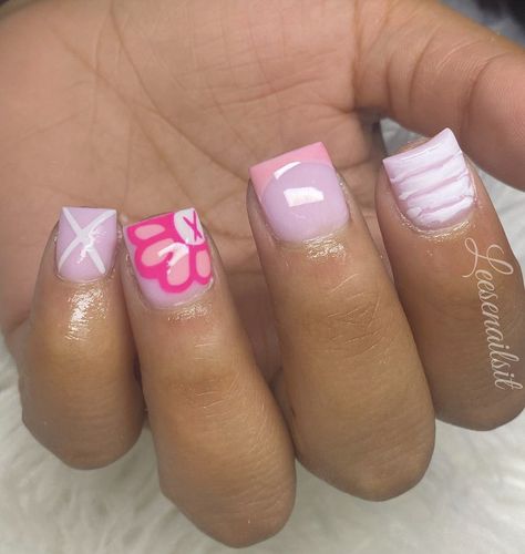 Colorful Nails Inspiration, Nails For Back To School 6th Grade, Nails For Back To School Acrylic Short, Extra Short Acrylic Nails French Tip, Nine Year Old Nails, Nail Designs For 10 Year, Back To School Nails 6th Grade, Short Nails Black Girls Ideas, Xs Acrylic Nails