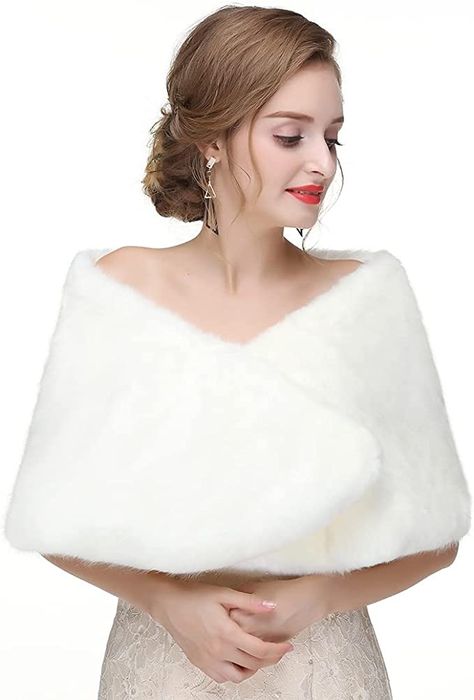 Wedding Fur Shawl, Winter Wedding Fur Shawl, Coat 2020, Faux Fur Bolero, Fur Shawl Wedding, Faux Fur Wedding, Bridal Coat, Coat Accessories, Mens Cashmere Scarf