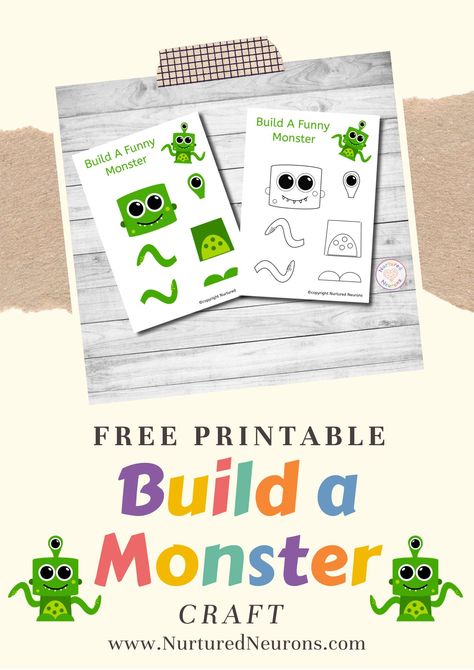 Make A Monster Craft, Craft To Do At Home, Plain Template, Make Your Own Monster, Make A Monster, Pencil Control, Monster Craft, Funny Monsters, Preschool Printable