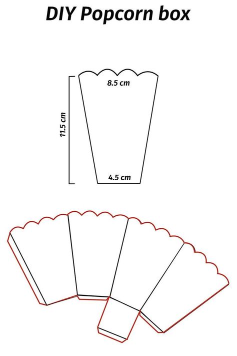 Popcorn Box Diy, Small Business Ideas Products, Popcorn Box Template, Moldes Para Baby Shower, How To Make Popcorn, Diy Gift Box Template, Box Origami, Diy Popcorn, Popcorn Boxes