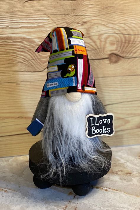 Gnome Librarian, Fairy Event, Gnome Teacher, Teacher Gnome, Teacher Library, Gnome Birthday, Bookish Decor, School Library Decor, Decor School