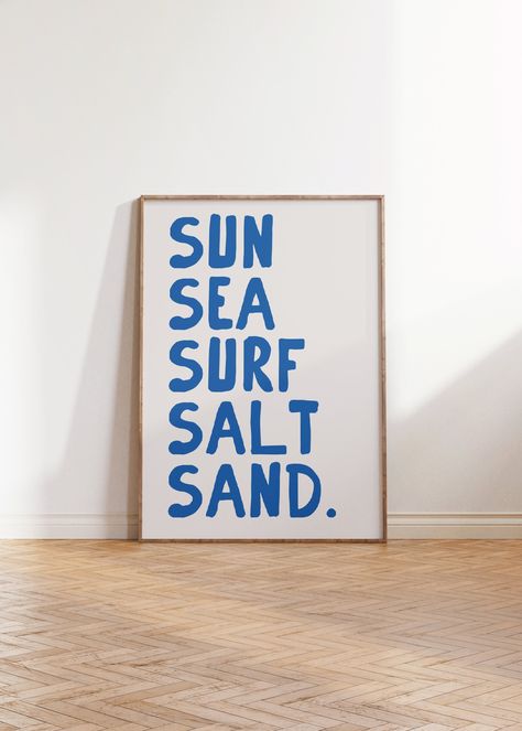 Sun Sea Surf Salt Sand Poster | Soft Blue Print | Trendy Coastal Wall Art | Beach House Decor | Ocean Wall Art | Surfing Print | Digital Download | Coastal Home Decor | Beach-Inspired Art | Nautical Wall Art | Summer Vibes Decor | Seaside Art Print | Ocean Lover Decor | Beach Bedroom Art | Coastal Living Style | Surf Decor | Modern Beach Art | Coastal Retreat Decor | Beachy Aesthetic | Minimalist Coastal Art | Ocean Breeze Decor | Beach Vacation Art | Coastal Typography Print | Sea-Inspired Wall Ocean Blue Home Decor, Summer Wall Art Aesthetic, Ocean Wall Prints Aesthetic, Beach Surf Aesthetic, Beach Apartment Aesthetic, Coastal Typography, Surf Prints Wall Art, Ocean Decor Bedroom, Surf Style Home