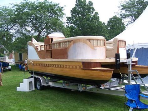 Viewing a thread - Pontoon boat built completly out of wood?? Pontoon Houseboat, Wood Boat Plans, Plywood Boat Plans, Plywood Boat, Make A Boat, Wooden Boat Building, Wooden Boat Plans, Diy Boat, Boat Building Plans