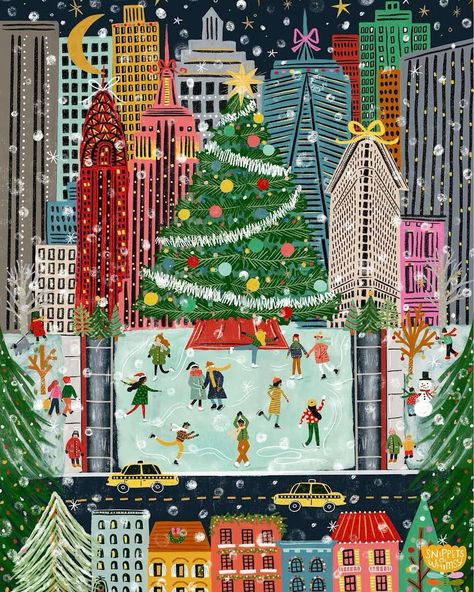 🚕🎄 I’ll give you one guess where I’m heading this weekend! - Can’t wait for Christmas time in the city ❤️ - Swipe to see the reverse… | Instagram Christmas In The City Wallpaper, Pastel Christmas Decor, Nyc Christmas, Scrapbook Printing, Christmas Artwork, Autumn Illustration, Christmas Feeling, Phone Wallpaper Patterns, Wallpaper Iphone Christmas