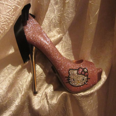 Swarovski & Czech Crystal Hello Kitty Heels HANDMADE by JuJuBlings, $150.00 Hello Kitty High Heels, Hello Kitty Heels, Hello Kitty High, Hoping For The Best, Hello Kitty Shoes, Hello Kitty Jewelry, Kitty Clothes, Hello Kitty Clothes, Hello Kitty Aesthetic