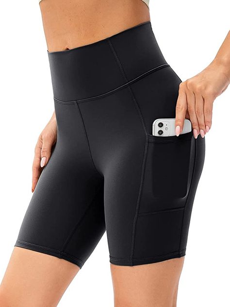 Lavento Women's Naked Feeling Biker Shorts - High Waisted Ultra Soft Workout Yoga Shorts - 5" / 6" Inseam at Amazon Women’s Clothing store Crz Yoga, Bathing Suit Bottoms, High Waisted Swim, High Waist Fashion, Yoga Gym, Spandex Shorts, Active Shorts, Cycling Shorts, Yoga Shorts