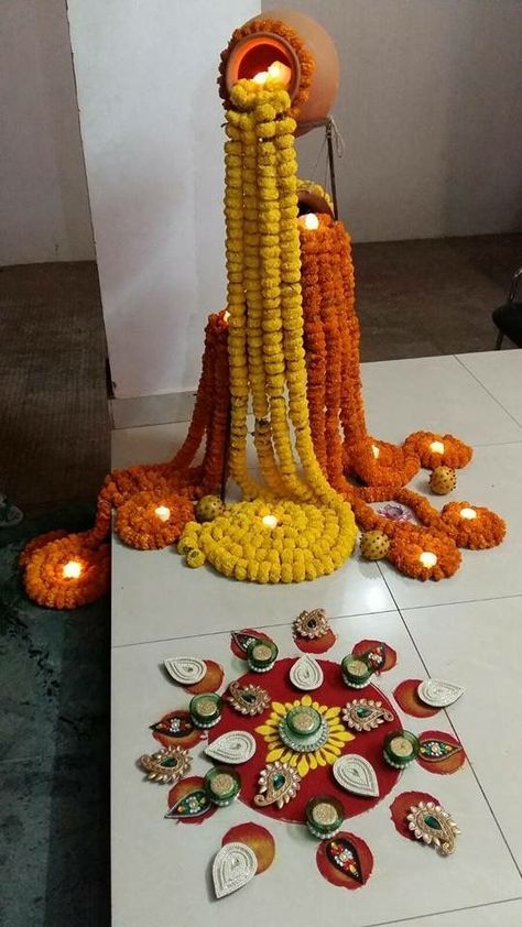 Decorate your Diwali Office Party with these Lightning Decoration Setups - 2023 - CherishX Guides Diwali Decoration Lights, Arrangement Of Flowers, Janmashtami Decoration, Ganapati Decoration, Diwali Decorations At Home, Housewarming Decorations, Diy Diwali Decorations, Ganpati Decoration Design, Desi Wedding Decor